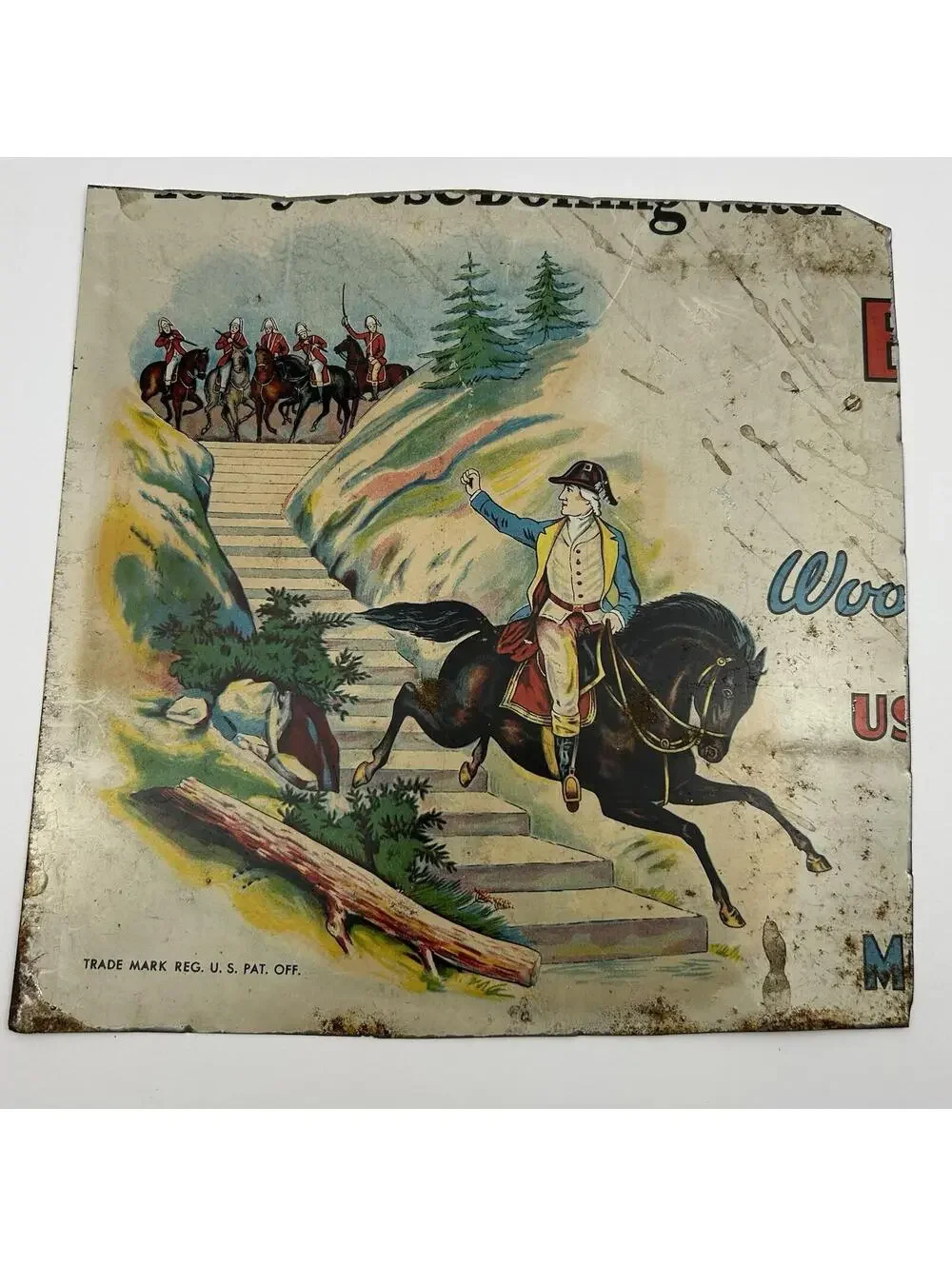 Antique Putnam Dyes Tin Cabinet Sign Putnam Israel Revolutionary War Ride J2